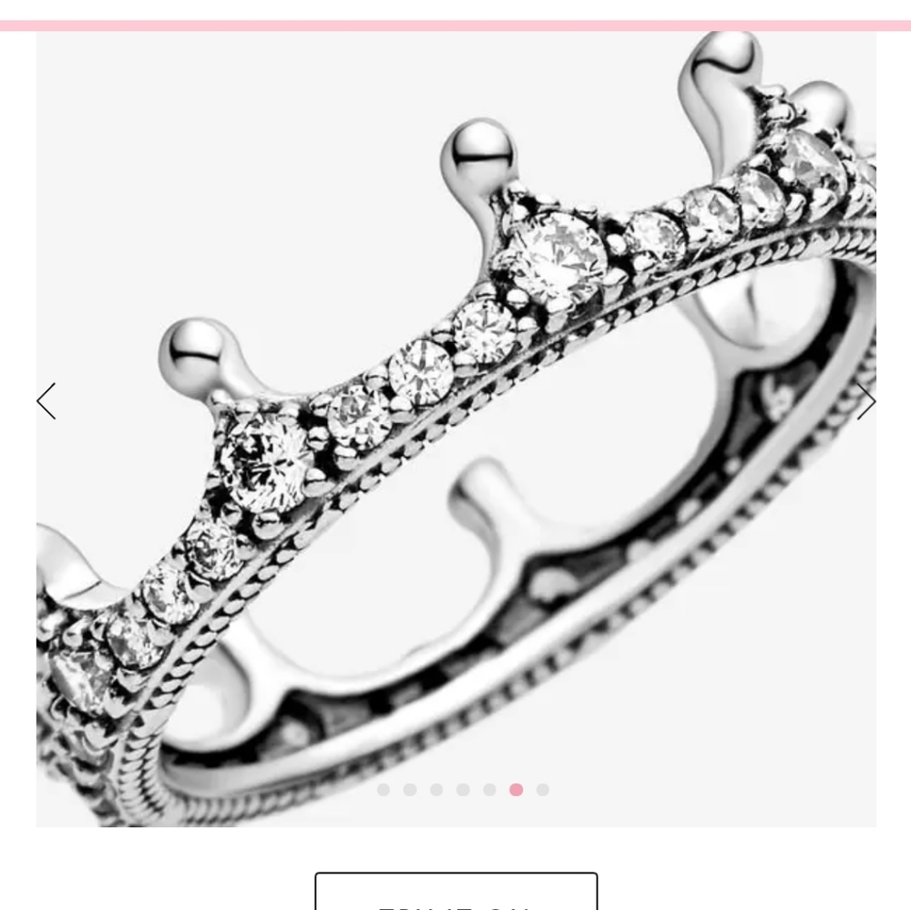 PANDORA Sterling Silver clear sparkling crown ring